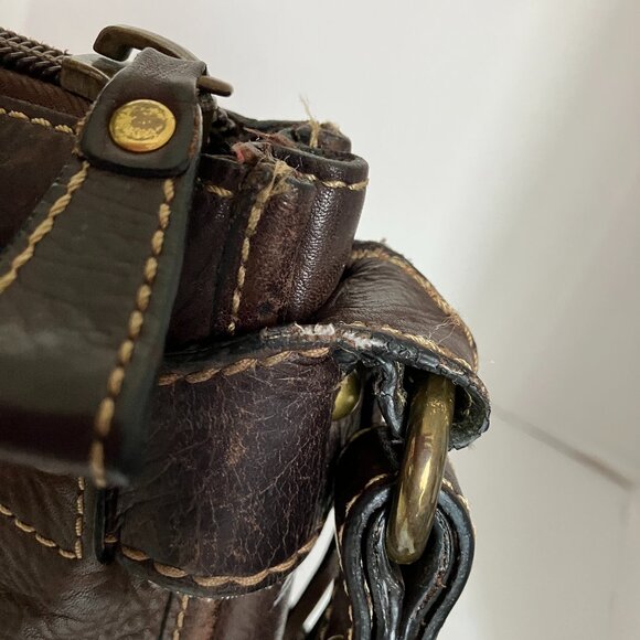 Vintage Fossil 75082 Brown Leather Handle Shoulder Bag with Charm. - Picture 13 of 15